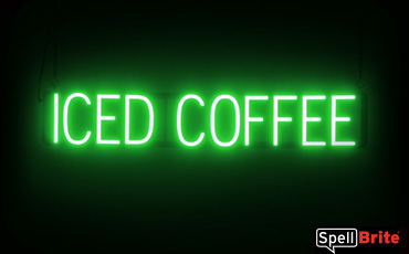Iced Coffee sign, featuring LED lights that look like neon Iced Coffee signs