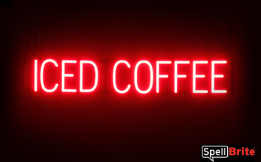 Iced Coffee sign, featuring LED lights that look like neon Iced Coffee signs