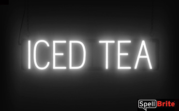 Iced Tea sign, featuring LED lights that look like neon Iced Tea signs