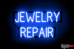 JEWELRY REPAIR sign, featuring LED lights that look like neon JEWELRY REPAIR signs