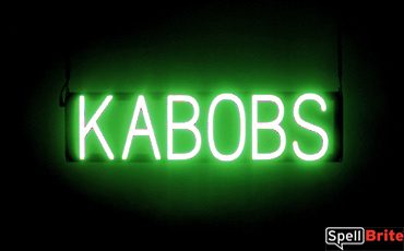 KABOBS sign, featuring LED lights that look like neon KABOB signs