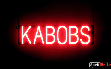 KABOBS sign, featuring LED lights that look like neon KABOB signs