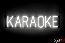 KARAOKE sign, featuring LED lights that look like neon KARAOKE signs