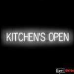 KITCHENS OPEN sign, featuring LED lights that look like neon KITCHENS OPEN signs