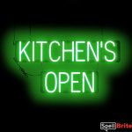 KITCHENS OPEN sign, featuring LED lights that look like neon KITCHENS OPEN signs