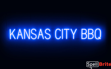 KANSAS CITY BBQ sign, featuring LED lights that look like neon KANSAS CITY BBQ signs