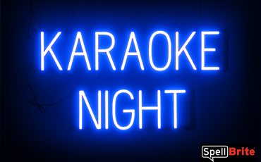 KARAOKE NIGHT Sign – SpellBrite’s LED Sign Alternative to Neon KARAOKE NIGHT Signs for Bars in Blue