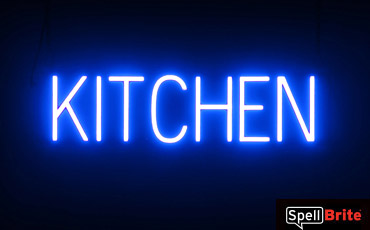 KITCHEN sign, featuring LED lights that look like neon KITCHEN signs