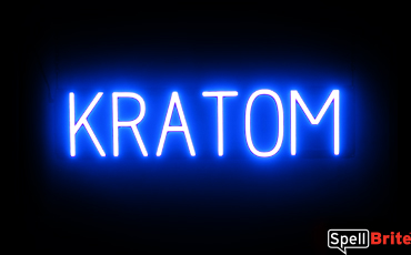 TOM Sign – SpellBrite’s LED Sign Alternative to Neon KRATOM Signs for Smoke Shops in Blue