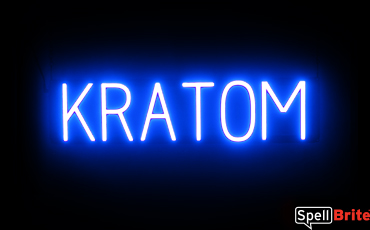 KRATOM sign, featuring LED lights that look like neon KRATOM signs