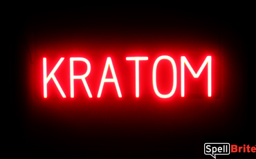 KRATOM Sign – SpellBrite’s LED Sign Alternative to Neon KRATOM Signs for Smoke Shops in Red