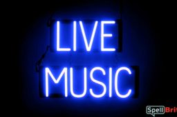 LIVE MUSIC sign, featuring LED lights that look like neon LIVE MUSIC signs