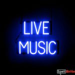 LIVE MUSIC sign, featuring LED lights that look like neon LIVE MUSIC signs