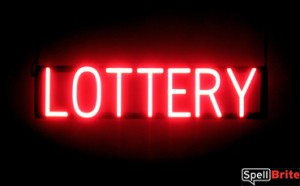 LOTTERY sign, featuring LED lights that look like neon LOTTERY signs