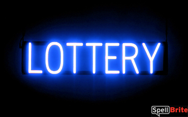 LOTTERY sign, featuring LED lights that look like neon LOTTERY signs