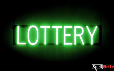 LOTTERY sign, featuring LED lights that look like neon LOTTERY signs