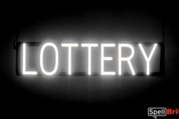 LOTTERY sign, featuring LED lights that look like neon LOTTERY signs