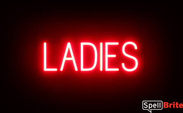 LADIES Sign – SpellBrite’s LED Sign Alternative to Neon LADIES Signs for Businesses in Red