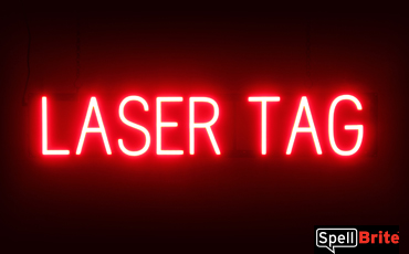 LASER TAG Sign – SpellBrite’s LED Sign Alternative to Neon LASER TAG Signs for Businesses in Red