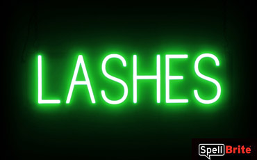 LASHES sign, featuring LED lights that look like neon LASH signs