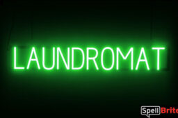 Laundromat sign, featuring LED lights that look like neon Laundromat signs