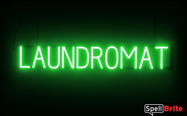 Laundromat sign, featuring LED lights that look like neon Laundromat signs