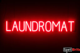 Laundromat sign, featuring LED lights that look like neon Laundromat signs