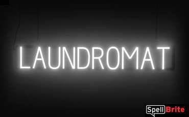 Laundromat sign, featuring LED lights that look like neon Laundromat signs