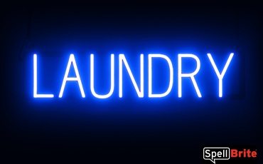 LAUNDRY sign, featuring LED lights that look like neon LAUNDRY signs