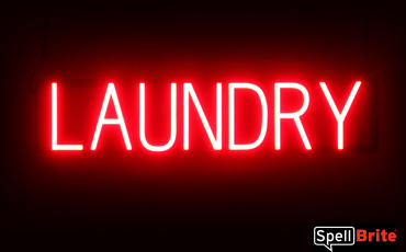 LAUNDRY sign, featuring LED lights that look like neon LAUNDRY signs