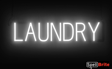 LAUNDRY Sign – SpellBrite’s LED Sign Alternative to Neon LAUNDRY Signs for Businesses in White