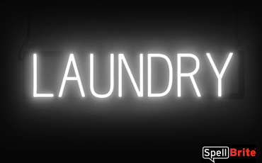 LAUNDRY sign, featuring LED lights that look like neon LAUNDRY signs