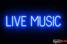 LIVE MUSIC sign, featuring LED lights that look like neon LIVE MUSIC signs