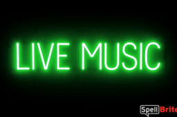 LIVE MUSIC Sign – SpellBrite’s LED Sign Alternative to Neon LIVE MUSIC Signs for Bars in Green
