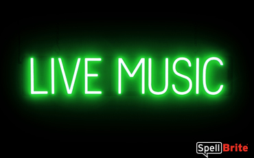 LIVE MUSIC sign, featuring LED lights that look like neon LIVE MUSIC signs