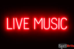 LIVE MUSIC Sign – SpellBrite’s LED Sign Alternative to Neon LIVE MUSIC Signs for Bars in Red