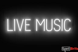 LIVE MUSIC sign, featuring LED lights that look like neon LIVE MUSIC signs