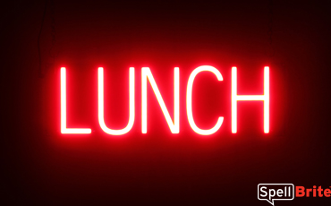 LUNCH sign, featuring LED lights that look like neon LUNCH signs