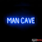 MAN CAVE sign, featuring LED lights that look like neon MAN CAVE signs