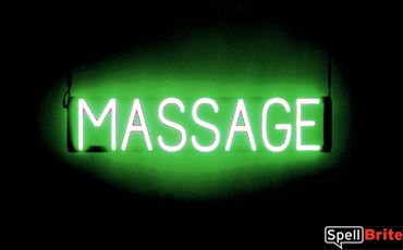 MASSAGE sign, featuring LED lights that look like neon MASSAGE signs