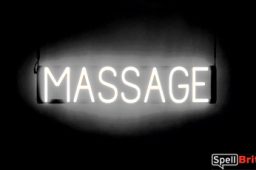 MASSAGE sign, featuring LED lights that look like neon MASSAGE signs