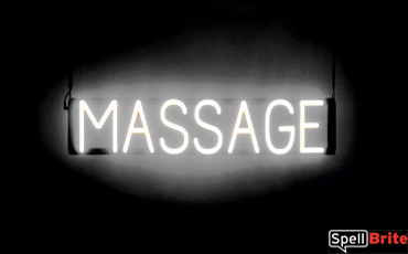 MASSAGE sign, featuring LED lights that look like neon MASSAGE signs
