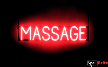 MASSAGE sign, featuring LED lights that look like neon MASSAGE signs