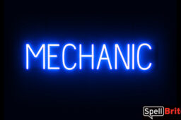 MECHANIC sign, featuring LED lights that look like neon MECHANIC signs