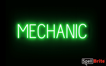 MECHANIC sign, featuring LED lights that look like neon MECHANIC signs