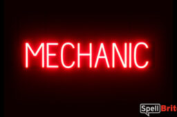 MECHANIC sign, featuring LED lights that look like neon MECHANIC signs
