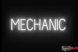 MECHANIC sign, featuring LED lights that look like neon MECHANIC signs