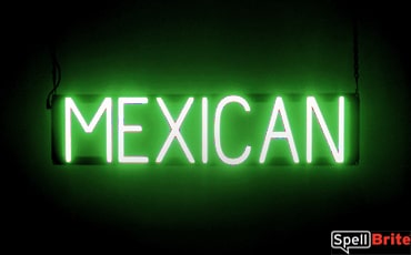 MEXICAN sign, featuring LED lights that look like neon MEXICAN signs