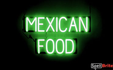 MEXICAN FOOD sign, featuring LED lights that look like neon MEXICAN FOOD signs