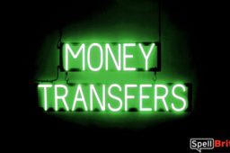 MONEY TRANSFERS LED in Red, Neon